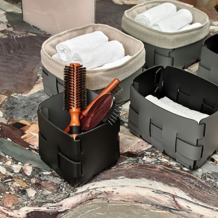 ADJ Корзинка Mini Bottega, 12x19xH13 см., цвет: серый/черный, артикул 1012.03/01