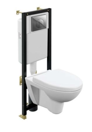 Комплект Cersanit PARVA CO DPL EO Инсталляция BLACK кнопка LEON пластик хром глянцевый (64229), артикул 64229