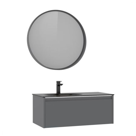 Тумба с раковиной ORKA Lisbon 90 подвесная, серый матовый