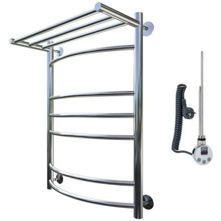 Электрический полотенцесушитель Тругор Приоритет 3 элТЭН 80x50 с полкой Хром, артикул Приоритет3/элТЭН8050П
