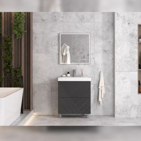 Тумба под раковину напольная Velvex Edge tn.EDG.9696.70.2Y графит, 70 см, артикул tn.EDG.9696.70.2Y графит