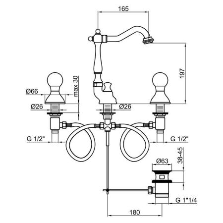Смеситель для раковины Webert Karenina KA750202017, хром/золото