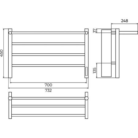 Полотенцесушитель электрический с полкой Terminus Аврора П4 70х45, артикул 4670078554611