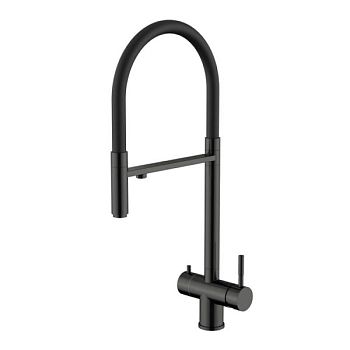 Смеситель для кухни с подключением фильтра Knotlor SS-16/GM, вороненая сталь