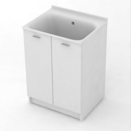 KERASAN Aquadom Комплект для постирочной 60х50см: база + раковина 029201 БЕЗ ОТВЕРСТИЯ под смеситель+выпуск с сифоном , цвет белый матовый, артикул 9166K3*0