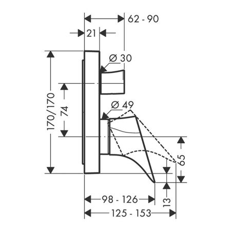 AX Starck Organic Смеситель для ванны , цвет шлифованный никель, артикул 12415820