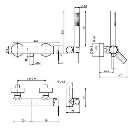 Fima Carlo Frattini Mast Смеситель д ля душа внешнего монтажа с душевым компле ктом, артикул F3135CR