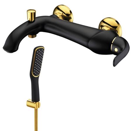 Смеситель для ванны Lemark Swan LM5402BG Черный матовый Золото, артикул LM5402BG