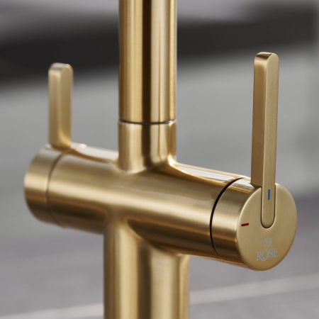 Смеситель для кухни с подключением фильтра для воды Rose R458G, золотой сатин