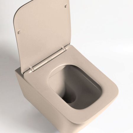 Унитаз подвесной Q-Line VT1-12MC безободковый, цвет капучино мат., ультратонкое soft close сиденье, артикул VT1-12MC