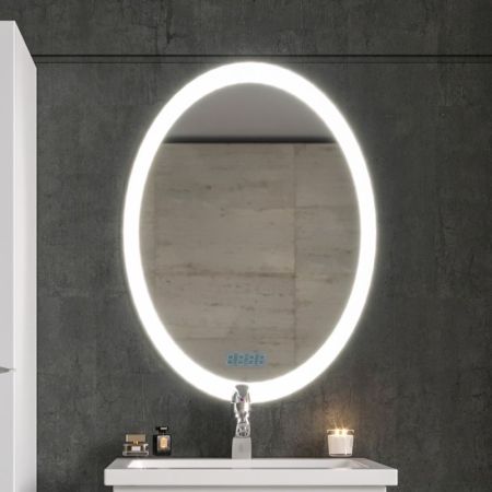 Зеркало Бриклаер Вега 60 на взмах руки с подсветкой и часами