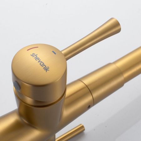 Смеситель для кухни с подключением фильтра Shevanik S528G, золотой сатин, артикул S528G