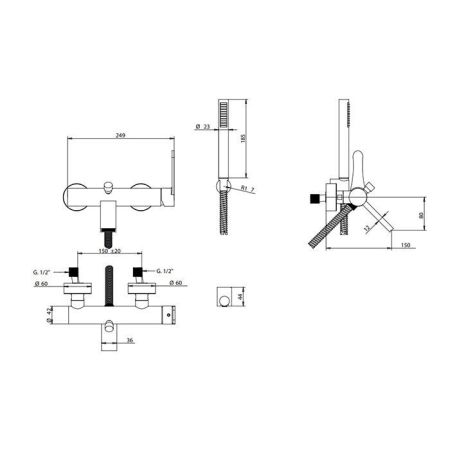 Bongio O'Clock Green Смеситель для душа с ручной лейкой,  цвет матовое золото, артикул 14526OP0D