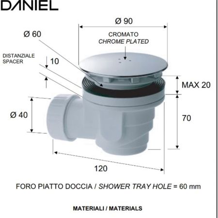 Daniel Docce Сифон для д/поддона со сливным отверстием диам. 60 мм, бронза