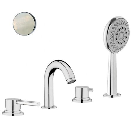 Смеситель на борт ванны Webert Elio EL850701345, никель, артикул EL850701345