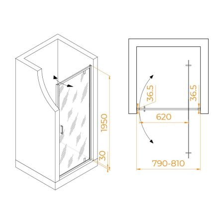 Душевая дверь RGW LE-102 (Прозрачное, 800), артикул 711210208-11