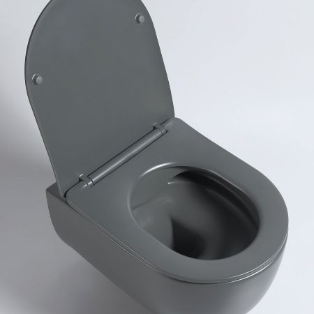 Унитаз подвесной Evo VT1-34SMA безободковый, цвет антрацит матовый, ультратонкое soft-close сиденье, артикул VT1-34SMA