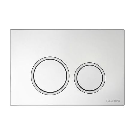 Клавиша смыва, TECE, TeceSpring R, для унитаза, ширина, мм-245, глубина, мм-8, высота, мм-165, тип смыва-двойной, с круглыми кнопками, тип управления-механический, материал-пластик, цвет-хром глянцевый, контур клавиш хром матовый, артикул 9940101