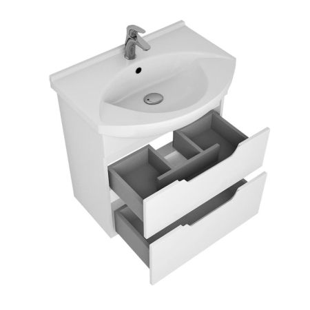 Тумба с раковиной подвесная/напольная Dreja Laguna Plus 75 см, белый, артикул 99-0106-com