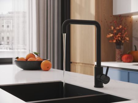 Смеситель для кухни Cersanit COMO однорычажный с п-образным изливом черный (68246), артикул 68246