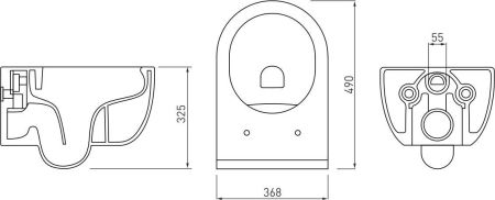 Унитаз BERGES подвесной EGO Rimless 49см, сиденье дюропласт Toma SO, микролифт, быстросъем, артикул 082122