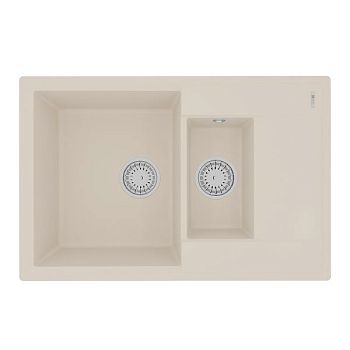 Кухонная мойка Lemark RAMZA 760 врезная прямоугольная с доп.чашей и крылом из кварцгранита цвет: Шампань  (9910042)