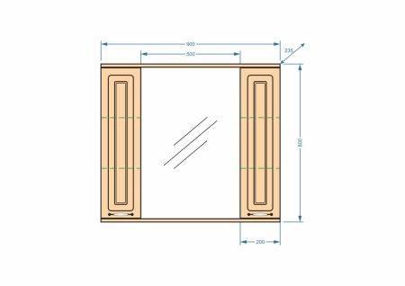 Зеркало-шкаф "Кармела 90/С", карпатская ель / 0, артикул SP-00000183