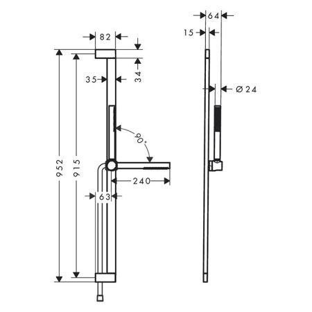 HG Pulsify Душевой набор 100 1jet EcoSmart+ с душевой штангой 90 см, хром, артикул 24383000