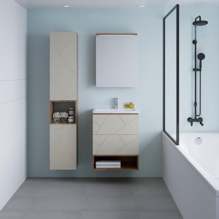 Зеркальный шкаф Бриклаер КРИСТАЛЛ 56 см, дуб крафт табачный, артикул 4627125417191