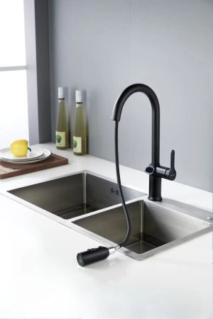 Смеситель для кухни с индикатором температуры Knotlor KN-100/BL, черный, артикул KN-100/BL