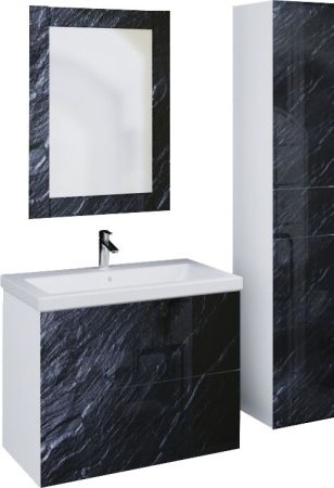 Шкаф пенал Marka One Lacio 30П L Black stone, артикул У73230