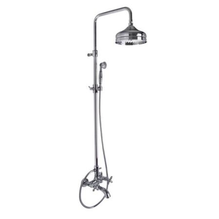 FIMA|Carlo Frattini Olivia Смеситель для ванны внешнего монтажа, с душевой стойкой, верхним душем Ø 200 мм. и душевым комплектом, цвет хром, артикул F5004/2CR
