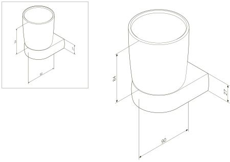 A3034300 Sensation, Стеклянный стакан с настенным держателем, хром, шт