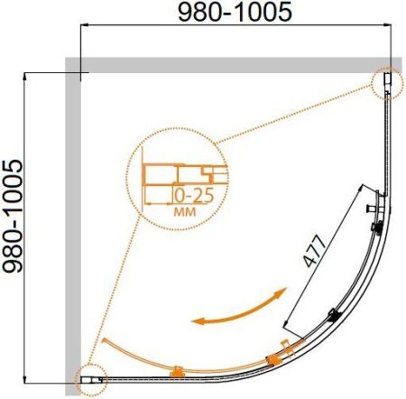 MOLVENO-R-1-90-C-GM-IV Душевой уголок, артикул MOLVENO-R-1-90-C-GM-IV