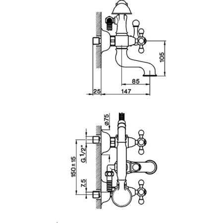 CISAL Arcana Ceramic Смеситель для ванны с душевым комплектом, цвет золото, артикул AC00010224