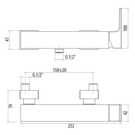 GATTONI Kubik Смеситель для душа, однорычажный, вывод снизу цвет NERO OPACO, артикул 2525/25NO