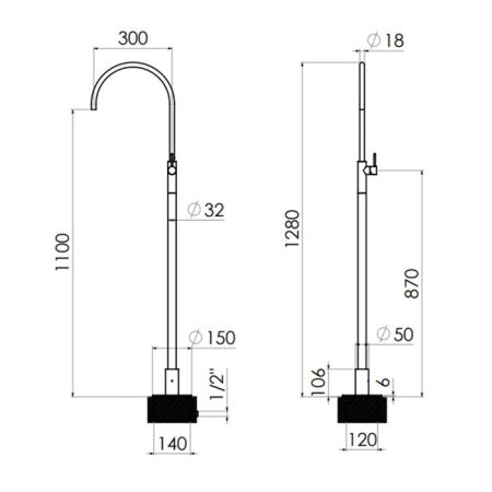 OASIS DRESSCODE Смеситель для раковины напольный, однорычажный, цвет золото, артикул 000RBPI001OR