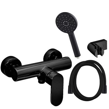 AQG Beta, однорычажный смеситель для душа c набором для душа SETP, цвет черный матовый