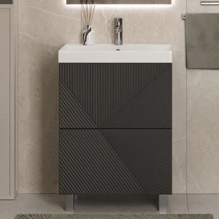 Тумба под раковину напольная Velvex Edge tn.EDG.9696.60.2Y графит, 60 см, артикул tn.EDG.9696.60.2Y графит