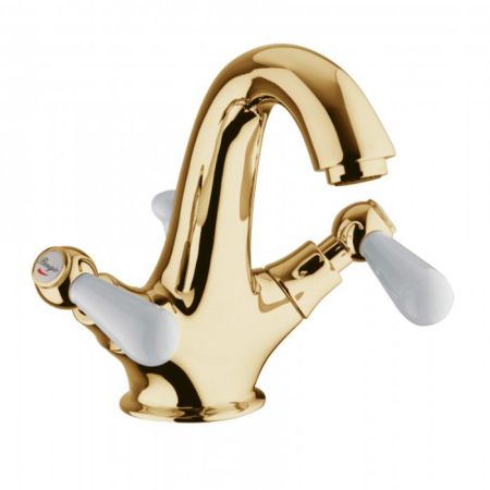 Bongio Oxford Lux Смеситель для раковины, цвет золото/белый фарфор, артикул 19521OR0L