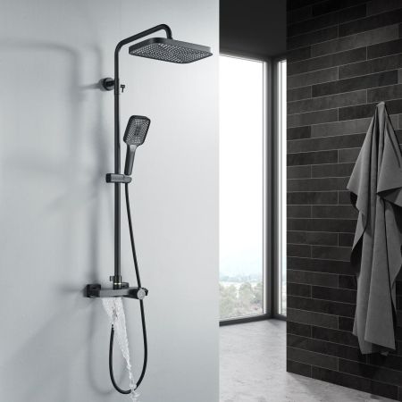 Душевая система с термостатом Rose R1896H-6, черный