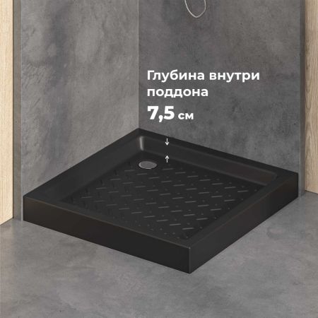 Душевой поддон керамический, квадратный, черный RGW CR, артикул 19170199-04
