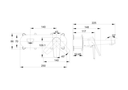 Смеситель для раковины Cersanit MODUO встраиваемый однорычажный (64096), артикул 64096