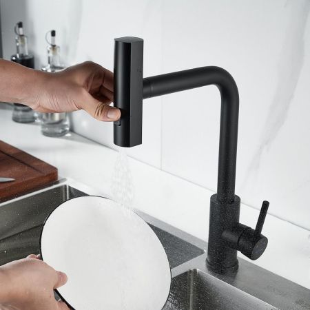 Смеситель для кухни с мультифункциональным изливом Shevanik S263H, черный, артикул S263H