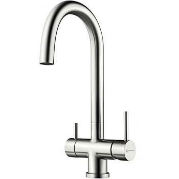 Смеситель для кухни, OMOIKIRI, Akita, тип открывания воды-однорычажный, тип регулирования воды-керамический картридж, монтаж-на раковину/столешницу, отверстия для монтажа-1, высота, мм-405, вынос излива, мм-195, тип излива-поворотный, тип подводки-гибкая,