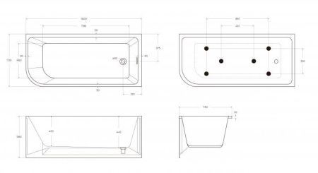 Акриловая ванна BELBAGNO BB712-1600-730-R, артикул BB712-1600-730-R