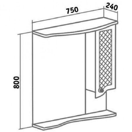 Зеркало со шкафом Runo Милано 75 4620750026554 с подсветкой Белое