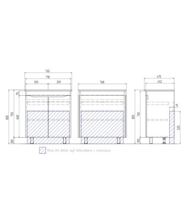 Тумба под раковину напольная VIGO Grani tn.GRI.OSK.75.2D, 75 см, артикул tn.GRI.OSK.75.2D