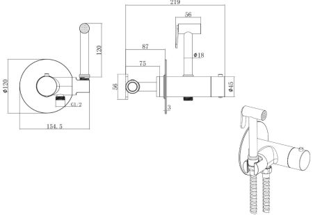 Смеситель с гигиеническим душем Allen Brau Thermo Rund 5.60001-31 (с внутренней частью), артикул 5.60001-31