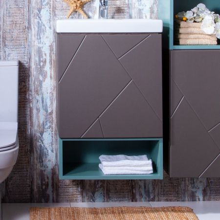 Тумба под раковину Бриклаер Кристалл 50 подвесная Ясень Анкор темный, артикул 4627125414503